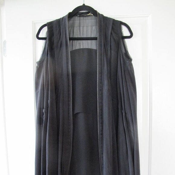 All Saints Dresses & Skirts - AllSaints Black Silk Long Sleeveless Zip Vest | Size US 4